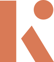 Kinfield 'K', resembling an abstract sun setting on the mountain